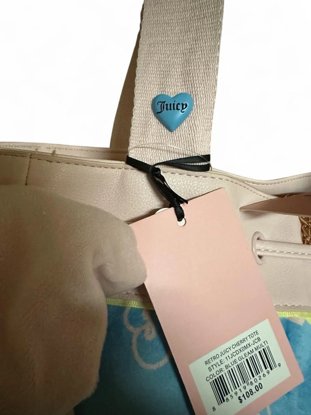 Juicy Couture “Retro Juicy Cherry Tote” Gelato Daydreamer &Wallet Set, blue/pink